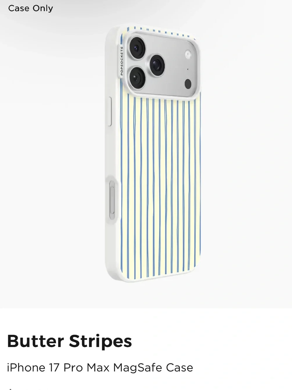 POPSOCKET MagSafe iPhone 17 Pro Max Case - Butter Stripes (Blue on Cream)